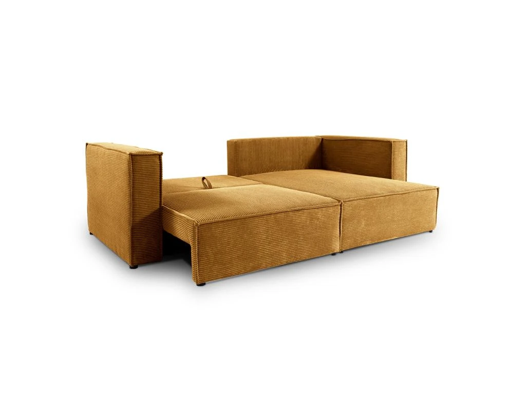 Canapé D'angle Réversible Convertible 3 Places Jimmy Velours Côtelé Jaune 4 Canapé D'angle Réversible Convertible 3 Places Jimmy Velours Côtelé Jaune – Image 4