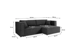 Canapé D'angle Réversible Convertible 3 Places Jimmy Velours Côtelé Noir 9 Canapé D'angle Réversible Convertible 3 Places Jimmy Velours Côtelé Noir -Canapé Soldes Boutique canape 20942271