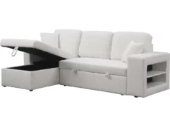 Canapé D'angle Bouclettes Convertible/reversible "Axel" - 3 Places - Blanc -Canapé Soldes Boutique canape 20959075