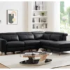 Canapé D'angle Droit Relax électrique En Cuir Noir FORLO