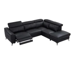Canapé D'angle Droit Relax électrique En Cuir Noir FORLO -Canapé Soldes Boutique canape 21019387