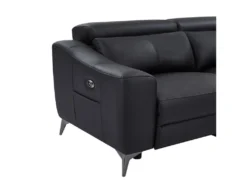 Canapé D'angle Droit Relax électrique En Cuir Noir FORLO -Canapé Soldes Boutique canape 21019397