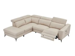 Canapé D'angle Gauche Relax électrique En Cuir Crème FORLO -Canapé Soldes Boutique canape 21023661