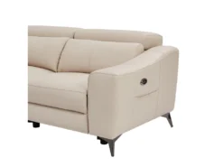 Canapé D'angle Gauche Relax électrique En Cuir Crème FORLO -Canapé Soldes Boutique canape 21023663