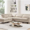 Canapé D'angle Gauche Relax électrique En Cuir Crème FORLO