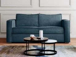 Canapé 3 Places Convertible Express En Velours Côtelé Bleu - Couchage 140 Cm - Matelas 14 Cm LORETO 9 Canapé 3 Places Convertible Express En Velours Côtelé Bleu - Couchage 140 Cm - Matelas 14 Cm LORETO -Canapé Soldes Boutique canape 21073355