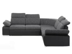 Canapé D'angle Convertible Avec Rangement En Tissu Et Simili RABELAIS - Bicolore Anthracite Et Noir -Canapé Soldes Boutique canape 211245