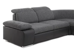 Canapé D'angle Convertible Avec Rangement En Tissu Et Simili RABELAIS - Bicolore Anthracite Et Noir -Canapé Soldes Boutique canape 211249