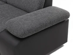 Canapé D'angle Convertible Avec Rangement En Tissu Et Simili RABELAIS - Bicolore Anthracite Et Noir -Canapé Soldes Boutique canape 211251