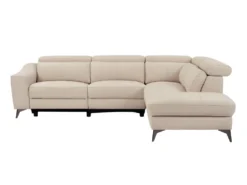 Canapé D'angle Droit Relax électrique En Cuir Crème FORLO -Canapé Soldes Boutique canape 21136905