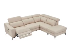 Canapé D'angle Droit Relax électrique En Cuir Crème FORLO -Canapé Soldes Boutique canape 21136909
