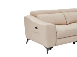 Canapé D'angle Droit Relax électrique En Cuir Crème FORLO -Canapé Soldes Boutique canape 21136911