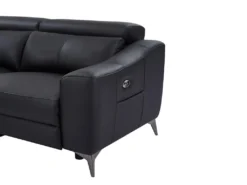 Canapé D'angle Gauche Relax électrique En Cuir Noir FORLO -Canapé Soldes Boutique canape 21137015