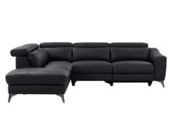 Canapé D'angle Gauche Relax électrique En Cuir Noir FORLO -Canapé Soldes Boutique canape 21137025