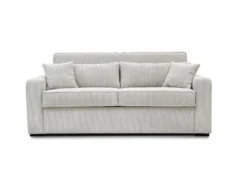 Canapé 4 Places Convertible Express En Velours Côtelé Beige - Couchage 160 Cm - Matelas 14 Cm - MONDOVI -Canapé Soldes Boutique canape 21153735