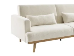 Canapé 3 Places Convertible Clic-clac En Tissu Bouclette Blanc ESME -Canapé Soldes Boutique canape 21214375