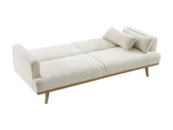 Canapé 3 Places Convertible Clic-clac En Tissu Bouclette Blanc ESME -Canapé Soldes Boutique canape 21214383