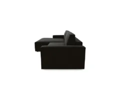 Canapé Angle Gauche Convertible Coffre Velours Noir 300x174cm -Canapé Soldes Boutique canape 21219039