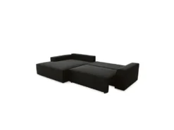 Canapé Angle Gauche Convertible Coffre Velours Noir 300x174cm -Canapé Soldes Boutique canape 21219041