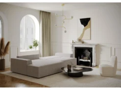 Canapé Angle Gauche Convertible Coffre Velours Taupe 300x174cm -Canapé Soldes Boutique canape 21219159