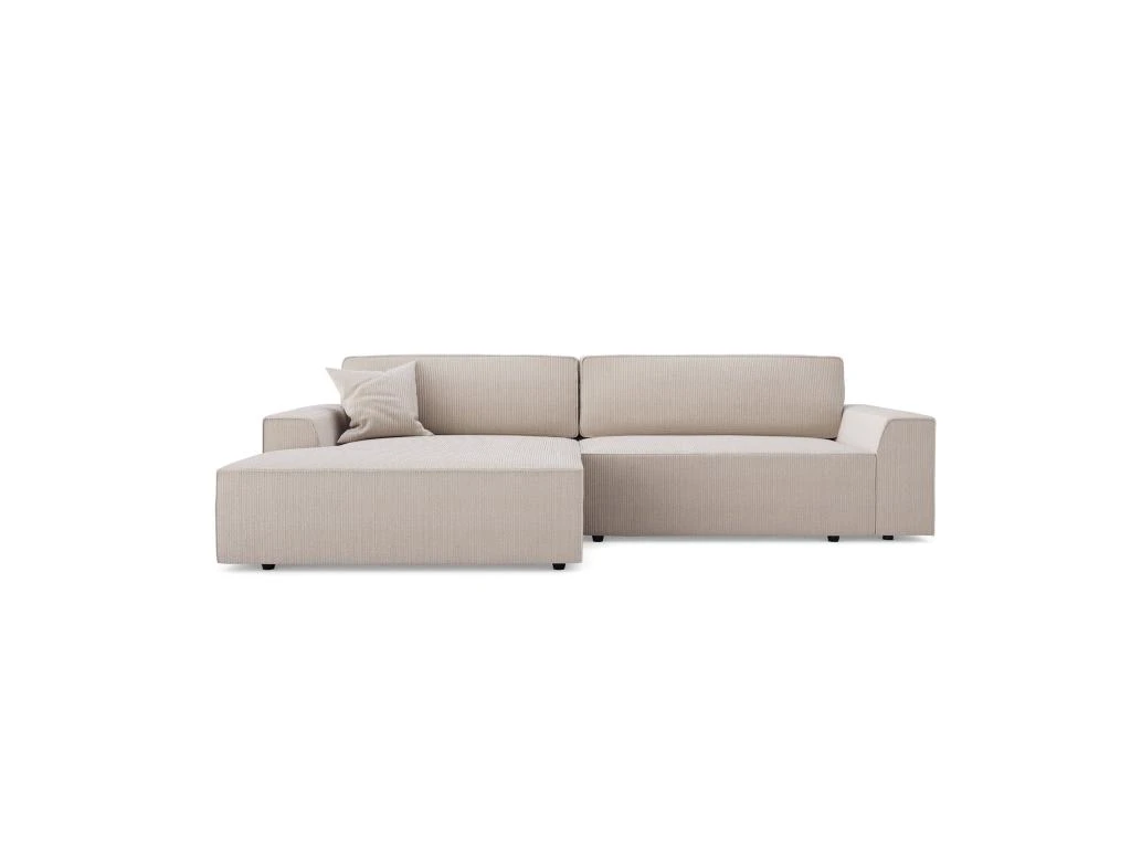 Canapé Angle Gauche Convertible Coffre Velours Côtelé Crème 300x174cm 2 Canapé Angle Gauche Convertible Coffre Velours Côtelé Crème 300x174cm – Image 2