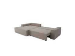 Canapé Angle Gauche Convertible Coffre Velours Côtelé Taupe 300x174cm -Canapé Soldes Boutique canape 21219463