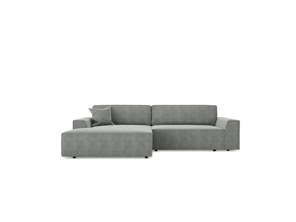 Canapé Angle Gauche Convertible Coffre Velours Gris 300x174cm 2 Canapé Angle Gauche Convertible Coffre Velours Gris 300x174cm – Image 2