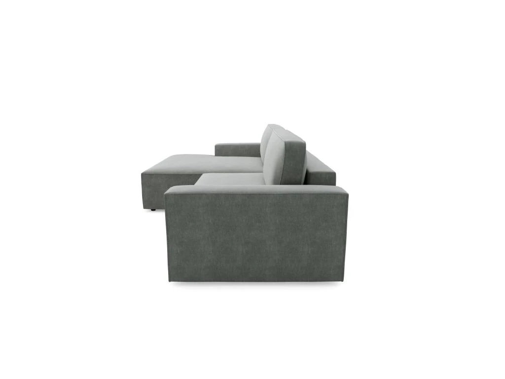 Canapé Angle Gauche Convertible Coffre Velours Gris 300x174cm 4 Canapé Angle Gauche Convertible Coffre Velours Gris 300x174cm – Image 4