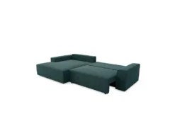 Canapé Angle Gauche Convertible Coffre Velours Bleu 300x174cm -Canapé Soldes Boutique canape 21220019