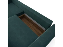 Canapé Angle Gauche Convertible Coffre Velours Bleu 300x174cm -Canapé Soldes Boutique canape 21220021