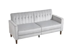 LIVERPOOL - Canapé Convertible En Velours Gris Clair -Canapé Soldes Boutique canape 21270183