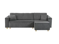 COSY - Canapé Convertible D'angle En Velours Côtelé Gris