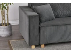 COSY - Canapé Convertible D'angle En Velours Côtelé Gris -Canapé Soldes Boutique canape 21270197