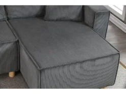 COSY - Canapé Convertible D'angle En Velours Côtelé Gris -Canapé Soldes Boutique canape 21270199