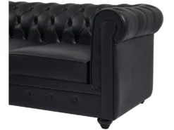 Canapé D'angle Gauche Chesterfield En Cuir Noir TOLEDO -Canapé Soldes Boutique canape 21271271