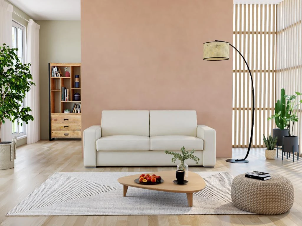 Canapé 3 Places Convertible Express 100% Cuir De Buffle Blanc Matelas 14 Cm. DELECTEA II 1 Canapé 3 Places Convertible Express 100% Cuir De Buffle Blanc Matelas 14 Cm. DELECTEA II