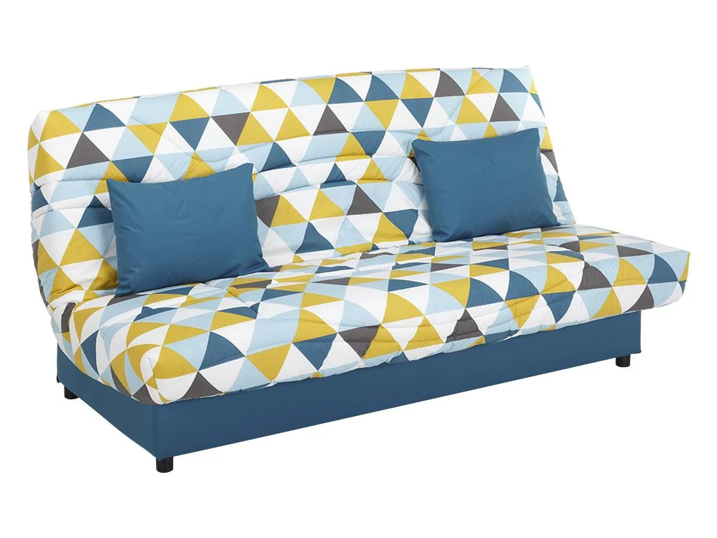 Canapé Convertible Clic-clac En Tissu SALOON Avec Coffre De Rangement - Bleu Imprimé GRAPHIC 2 Canapé Convertible Clic-clac En Tissu SALOON Avec Coffre De Rangement - Bleu Imprimé GRAPHIC – Image 2