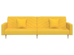 Canapé-lit à 2 Places Avec Deux Oreillers Jaune Tissu -Canapé Soldes Boutique canape 21991815