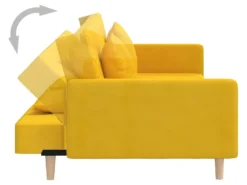 Canapé-lit à 2 Places Avec Deux Oreillers Jaune Tissu -Canapé Soldes Boutique canape 21991823