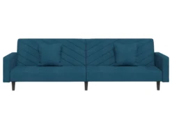 Canapé-lit à 2 Places Avec Deux Oreillers Bleu Velours -Canapé Soldes Boutique canape 21992095
