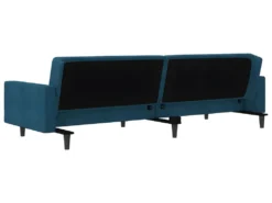 Canapé-lit à 2 Places Avec Deux Oreillers Bleu Velours -Canapé Soldes Boutique canape 21992097