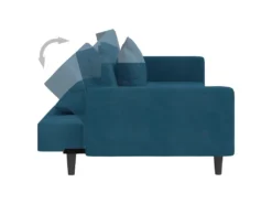 Canapé-lit à 2 Places Avec Deux Oreillers Bleu Velours -Canapé Soldes Boutique canape 21992099
