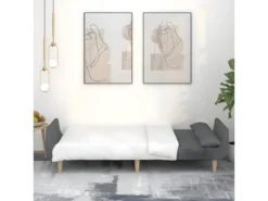 Canapé-lit à 2 Places Avec Deux Oreillers Gris Clair Tissu -Canapé Soldes Boutique canape 21992473