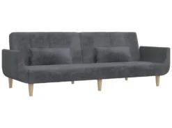 Canapé-lit à 2 Places Avec Deux Oreillers Gris Clair Tissu -Canapé Soldes Boutique canape 21992475