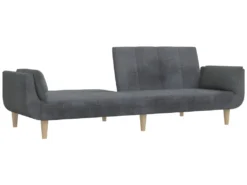 Canapé-lit à 2 Places Avec Deux Oreillers Gris Clair Tissu -Canapé Soldes Boutique canape 21992479