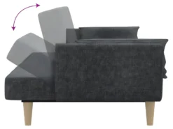 Canapé-lit à 2 Places Avec Deux Oreillers Gris Clair Tissu -Canapé Soldes Boutique canape 21992483