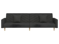 Canapé-lit à 2 Places Avec Deux Oreillers Noir Tissu -Canapé Soldes Boutique canape 21993375