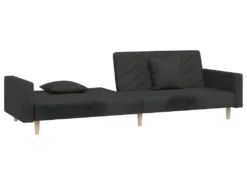 Canapé-lit à 2 Places Avec Deux Oreillers Noir Tissu -Canapé Soldes Boutique canape 21993377