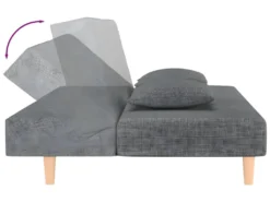 Canapé-lit 2 Places Deux Oreillers Repose-pied Gris Clair Tissu -Canapé Soldes Boutique canape 21993725