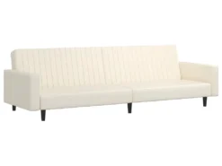 Canapé-lit à 2 Places Avec Repose-pied Crème Similicuir -Canapé Soldes Boutique canape 21994711